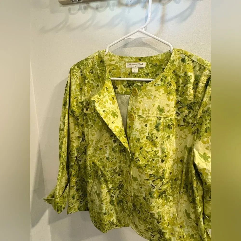 Coldwater Creek Floral Multi Green Jacket